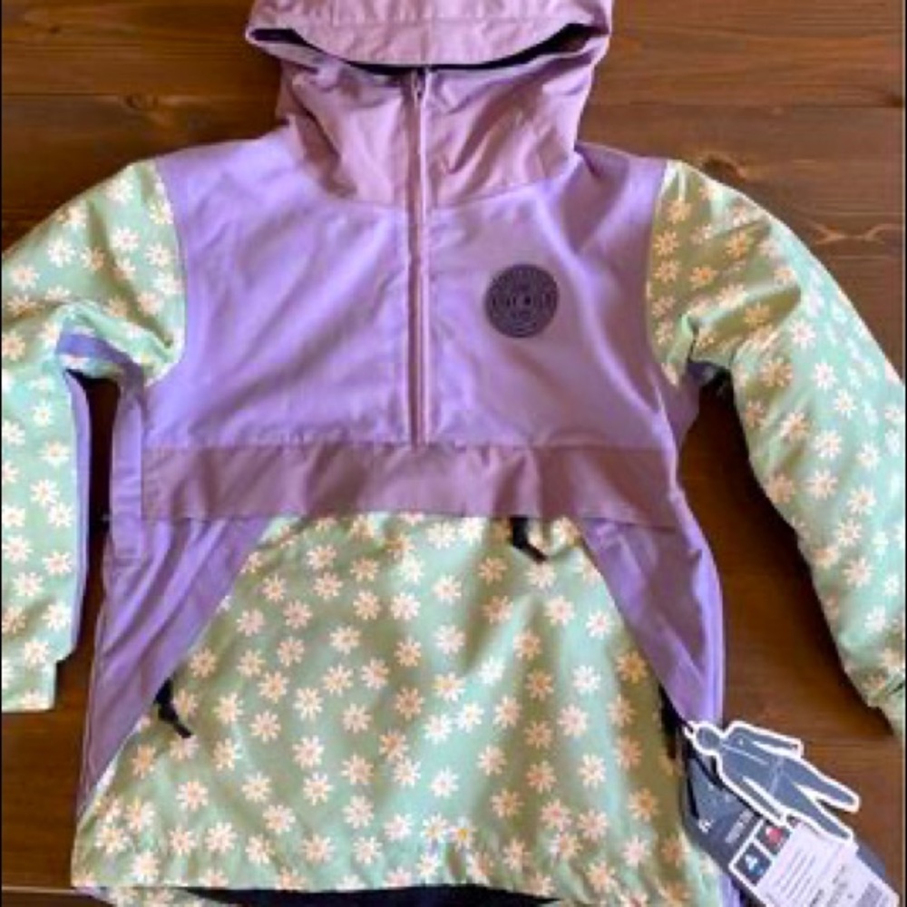 Airblaster trenchover youth small mint daisy winter ski snowboard jacket